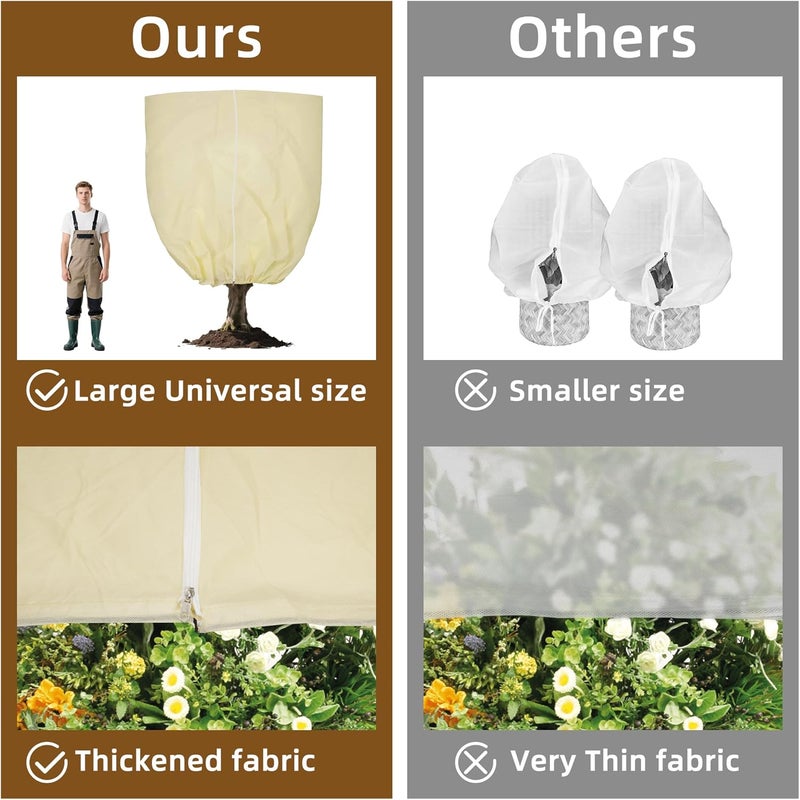 DINGBAI 142x100inches Huge Plant Covers Freeze Protection,Frost Cloth for Outdoor Plants, 2.5 oz/yd² Thickened Winter Tree Covers with Zipper Drawstring,1 Pack Frost Blanket from Wind,Pest and Animal. - Image 5